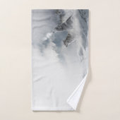 Howling Wolves Mountain Fog Scene Print Badhandtuch Set (Handtuch)