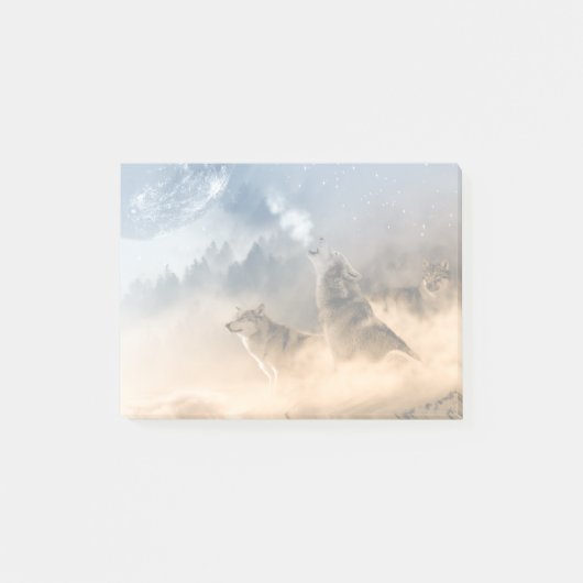 Howling Wolves Nature Foto Post-it Klebezettel (Vorderseite)
