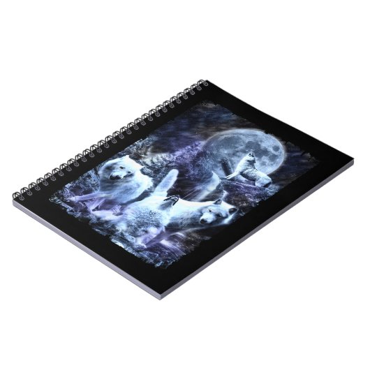 Howling Wolves Winter Forest Animals Wolf Notizblock (Linke Seite)