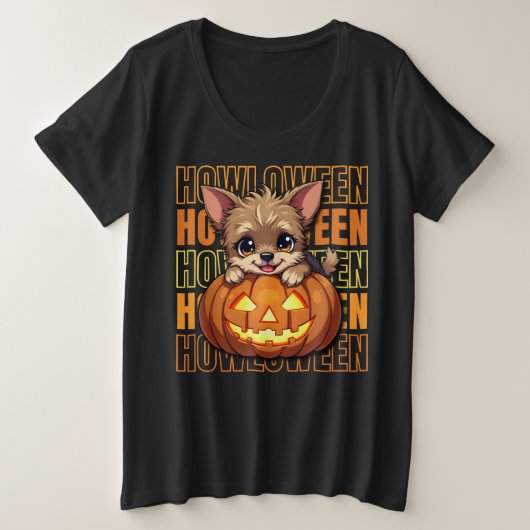 HOWLOWEEN - Yorkie Lovers Halloween Große Größe T-Shirt (Design vorne)