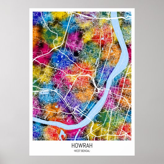 Howrah West Bengalisch City Map Poster (Vorne)