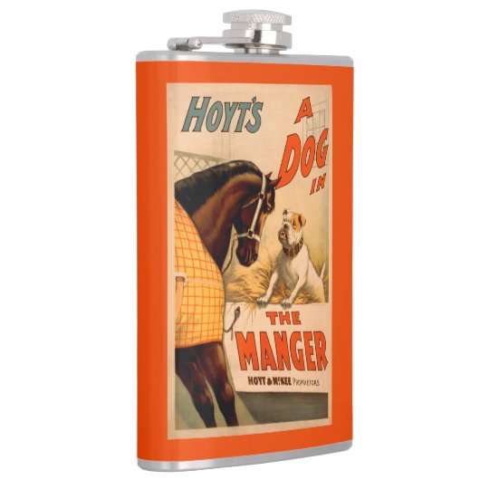 Hoyts a-Hund im Krippen-Theater-Plakat Flachmann (Rechts)