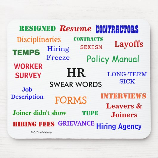 HR Human Resources Swear Words Funny and Annoying Mousepad (Vorne)