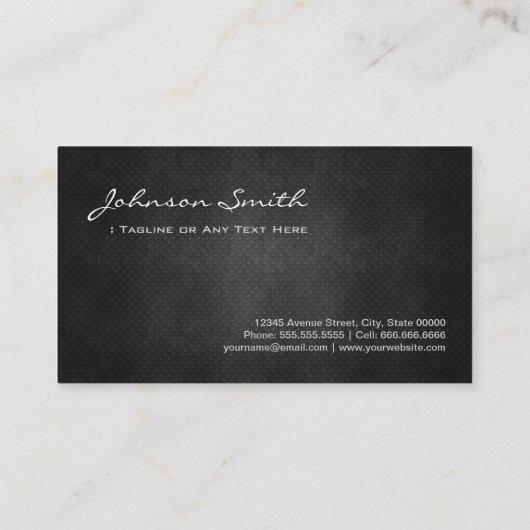 HR Manager Cool Black Metal Einfachheit Visitenkarte (Rückseite)