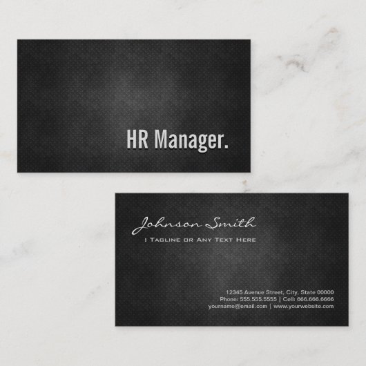 HR Manager Cool Black Metal Einfachheit Visitenkarte (Vorne/Hinten)