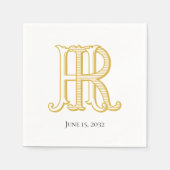 HR Monogram oder RH Monogram Napkins Serviette (Vorderseite)