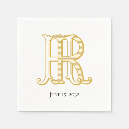 HR Monogram oder RH Monogram Napkins Serviette (Vorderseite)