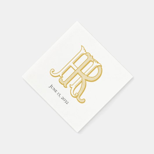 HR Monogram oder RH Monogram Napkins Serviette (Ecke)