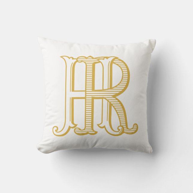 HR Monogramm oder RH Monogram Kissen (Vorderseite)