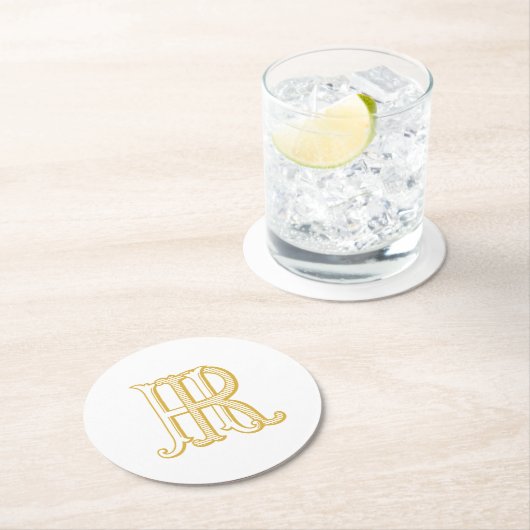 HR Monogramm- oder RH-Monogramm-Untersetzer Runder Pappuntersetzer (Vor Ort)