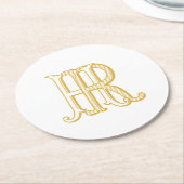 HR Monogramm- oder RH-Monogramm-Untersetzer Runder Pappuntersetzer (Angewinkelt)