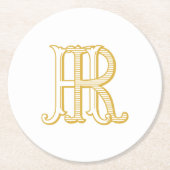 HR Monogramm- oder RH-Monogramm-Untersetzer Runder Pappuntersetzer (Vorderseite)