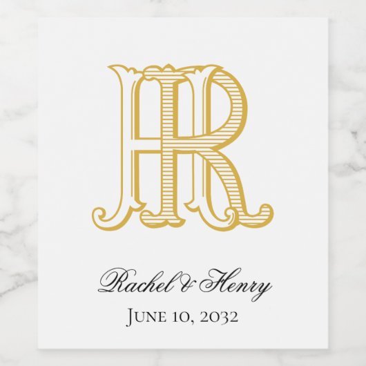HR Monogramm oder RH Monogramm-Weinetikett Weinetikett (Einzelnes Label)