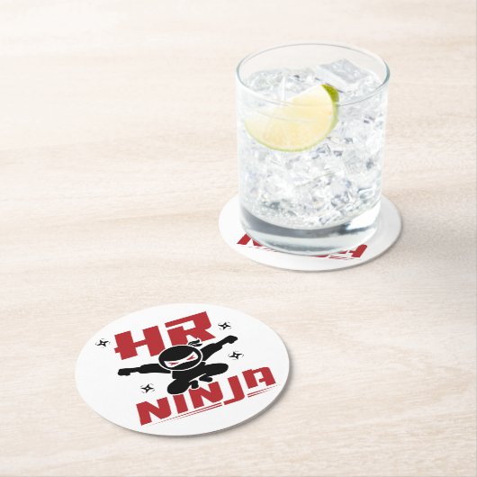 HR Ninja Human Resources Runder Pappuntersetzer (Vor Ort)