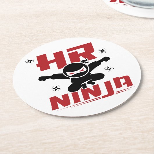 HR Ninja Human Resources Runder Pappuntersetzer (Angewinkelt)