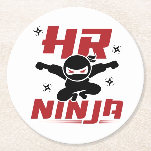 HR Ninja Human Resources Runder Pappuntersetzer (Vorderseite)