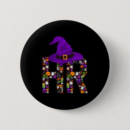 Hr Witch Human Resources Pumpkin Halloween Costume Button (Vorderseite)