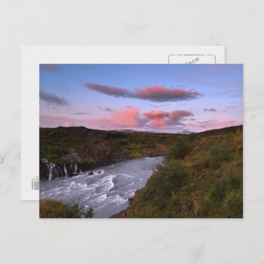 Hraunfossar VII Postkarte (Vorne/Hinten)