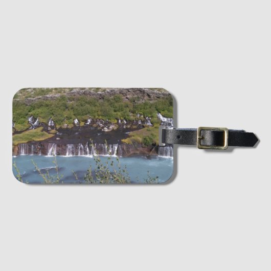 Hraunfossar Wasserfall in Island-Gepäckanhänger Gepäckanhänger (Vorderseite (Horizontal))