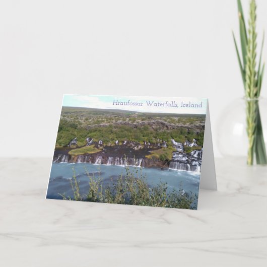 Hraunfossar Wasserfall in Island Grußkarte Karte (Vorderseite)