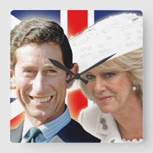 HRH Prince Charles & HRH Duchess of Cornwall Quadratische Wanduhr