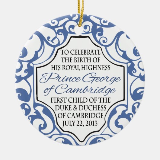 HRH Prince George Blue/White Scroll Keramikornament (Vorne)