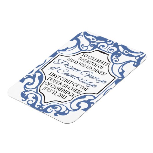 HRH Prince George Blue/White Scroll Magnet (Linke Seite)