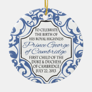 HRH Prinz George Blue/weißes Rolle Keramikornament