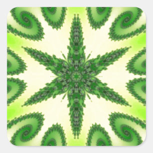 Hright Mint Green Kaleidoscop Art Quadratischer Aufkleber