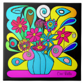 Hright Psychedelic Florals Fliese (Vorderseite)