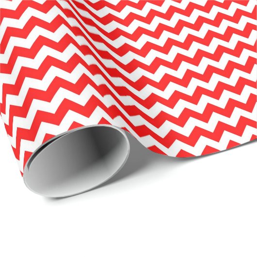 Hright Red White Chevron Zig Zag Muster Geschenkpapier (Rolleneckpunkt)