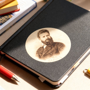 Hristo Botev Vintage-Porträt Bulgarischer Patriot Runder Aufkleber