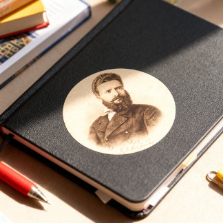 Hristo Botev Vintage-Porträt Bulgarischer Patriot Runder Aufkleber