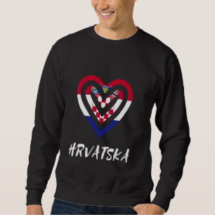 Hrvatska Croatia Flagge Herz Kroatische Stolze Roo Sweatshirt