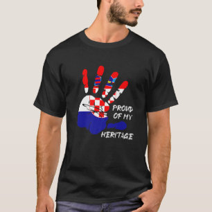 Hrvatska Hand Finger Pride Heritage Kroatien Flagg T-Shirt