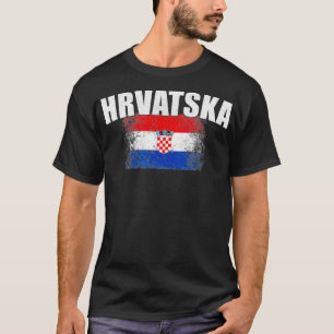Hrvatska Kroatien Wurzeln Kroatische Flagge Vintag T-Shirt
