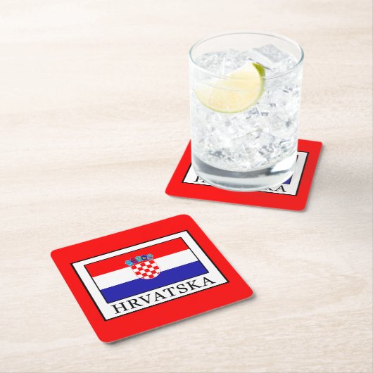 Hrvatska Rechteckiger Pappuntersetzer (Vor Ort)