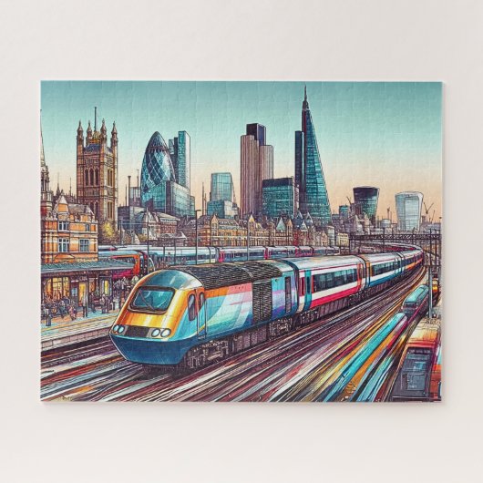 HST-Zug Verlassend London + Sehenswürdigkeiten Ill Puzzle (Horizontal)