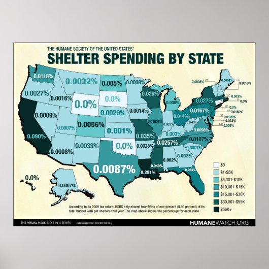 HSUS Shelter Ausgaben durch Staat Poster (Vorne)