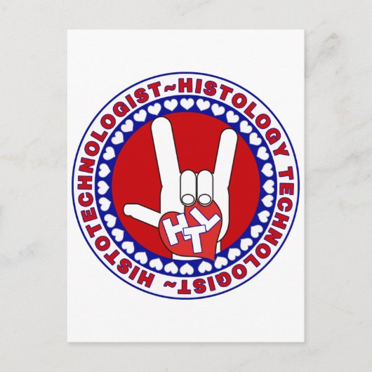 HTC HISTOTECHNOLOGIST SPECIALIST LOGO ROUND LABRAD POSTKARTE (Vorderseite)