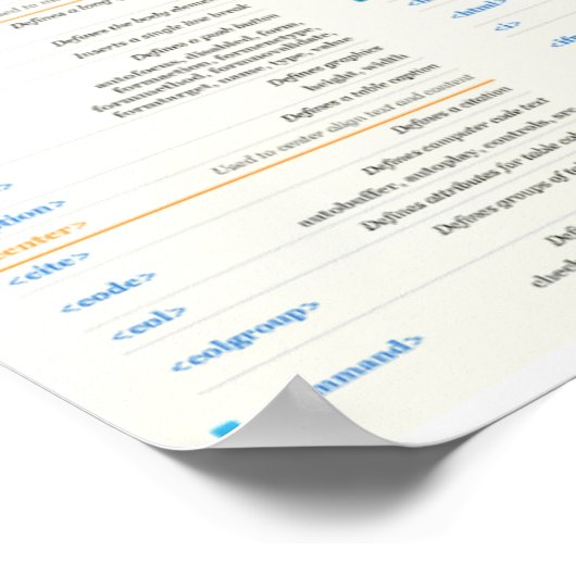 HTML5 Cheat Sheet Poster (Ecke)