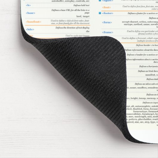 HTML5 Spickzettel Mousepad (Ecke)
