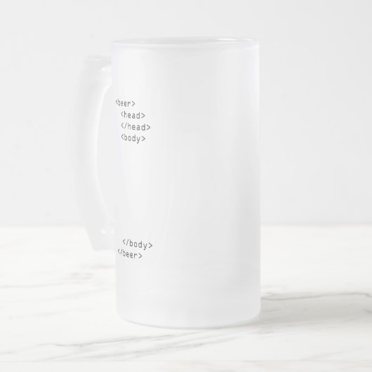 HTML-Bier-Tasse Mattglas Bierglas (Vorderseite Links)