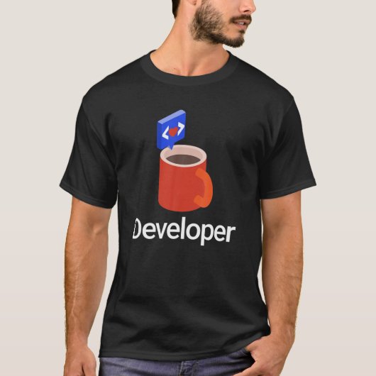 HTML-Code-Coffee-Gif für den Webentwickler-Nerd T-Shirt (Vorderseite)