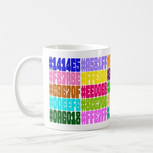 HTML-FarbTasse. (Hexe RGB-Farbspezifikt.) Kaffeetasse (Links)