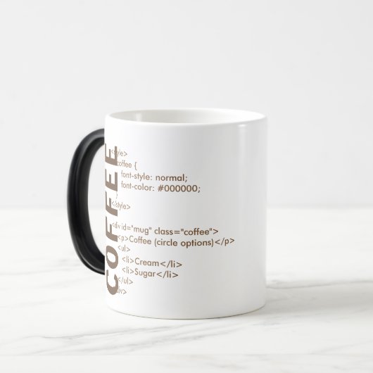 HTML-Kaffee-Tasse Verwandlungstasse (Vorderseite Links)