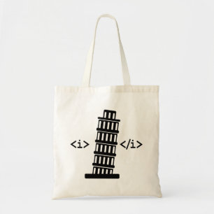 HTML Kursiv Pisa-Turm Webdesigner Entwickler Tragetasche