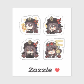 Hu Tao Genshin Impact 4er Stickerbogen Aufkleber