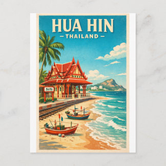  Hua Hin city, Thailand retro travel Postkarte