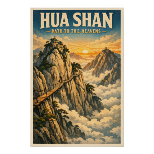 Hua Shan (Huashan), China, in klassischem Retro-St Poster